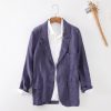 Mens Stonewash Linen Blazer Breathable Relaxed Multi Pocket Casual