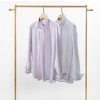 Mens Loose Linen Stripe Long Sleeve Shirt TurnDown Collar Breathable