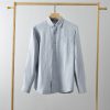Mens Loose Linen Long Sleeve Shirt Turn-down Breathable Stone Wash