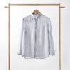 Mens Loose Linen Stripe Long Sleeve Shirt TurnDown Collar Breathable