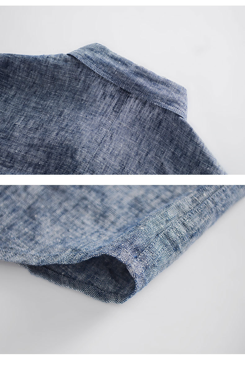 Mens Relaxed Linen Shirt ButtonDown Long Sleeve Breathable Pocket