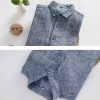 Mens Relaxed Linen Shirt ButtonDown Long Sleeve Breathable Pocket