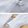 Mens Loose Linen Stripe Long Sleeve Shirt TurnDown Collar Breathable