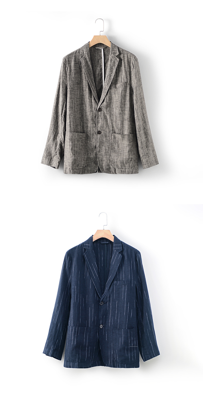 Mens Linen Casual Blazer Loose Fit Breathable Multi Pocket