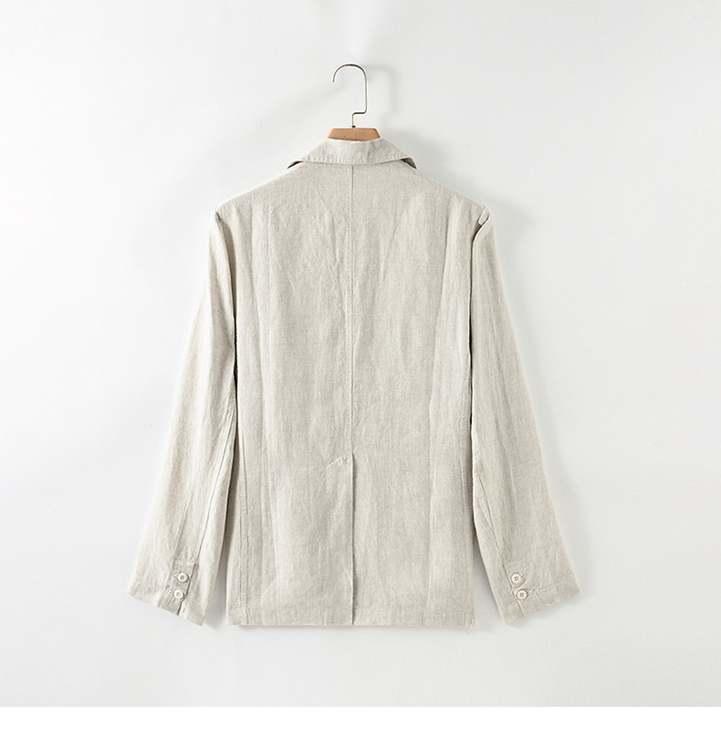 Mens Linen Casual Blazer Lightweight Breathable Loose 2Button Solid