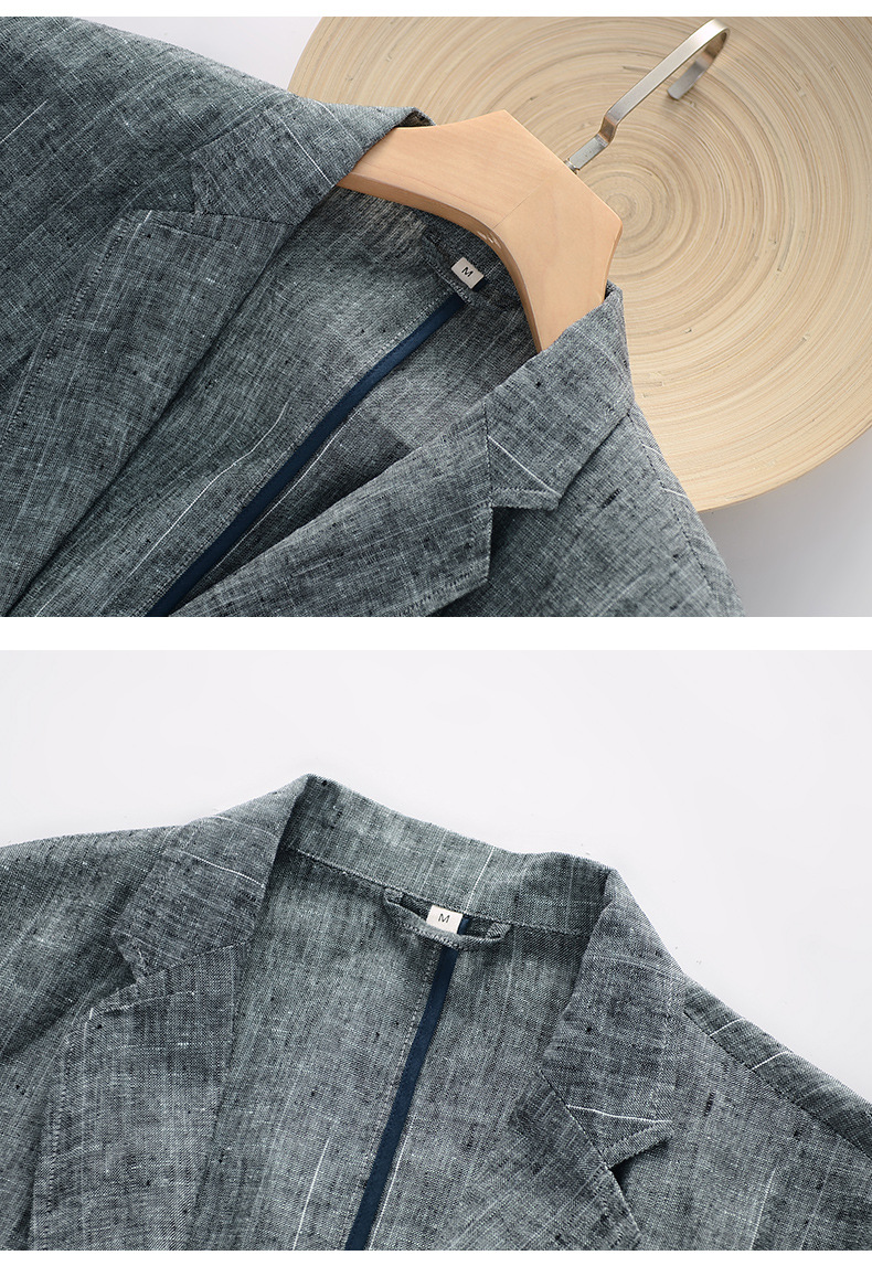 Mens Linen Casual Blazer Loose Fit Breathable Multi Pocket