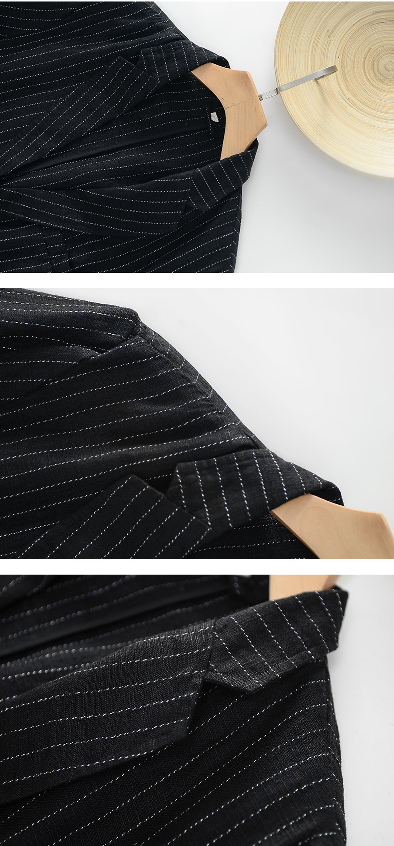 Mens Relaxed Linen Blazer Casual Breathable Spring Fall Multi-Pocket