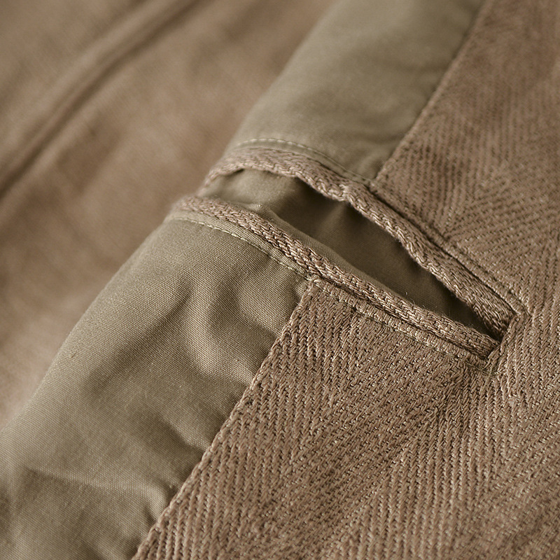 Mens Linen Blazer Loose Fit Breathable Multi-Pocket