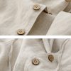 Mens Linen Hooded Shirt Loose Breathable Casual SandWashed Pocket