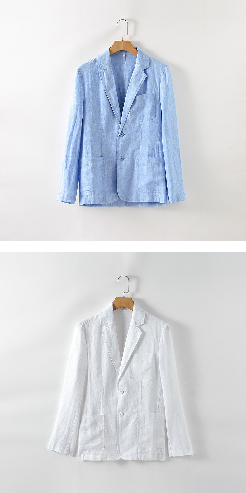 Mens Linen Casual Blazer Lightweight Breathable Loose 2Button Solid