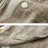 Mens Linen Blazer Breathable Loose Fit Khaki Multi Pocket Casual Jacket
