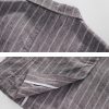 Mens Linen Striped Casual Blazer Loose Fit Breathable