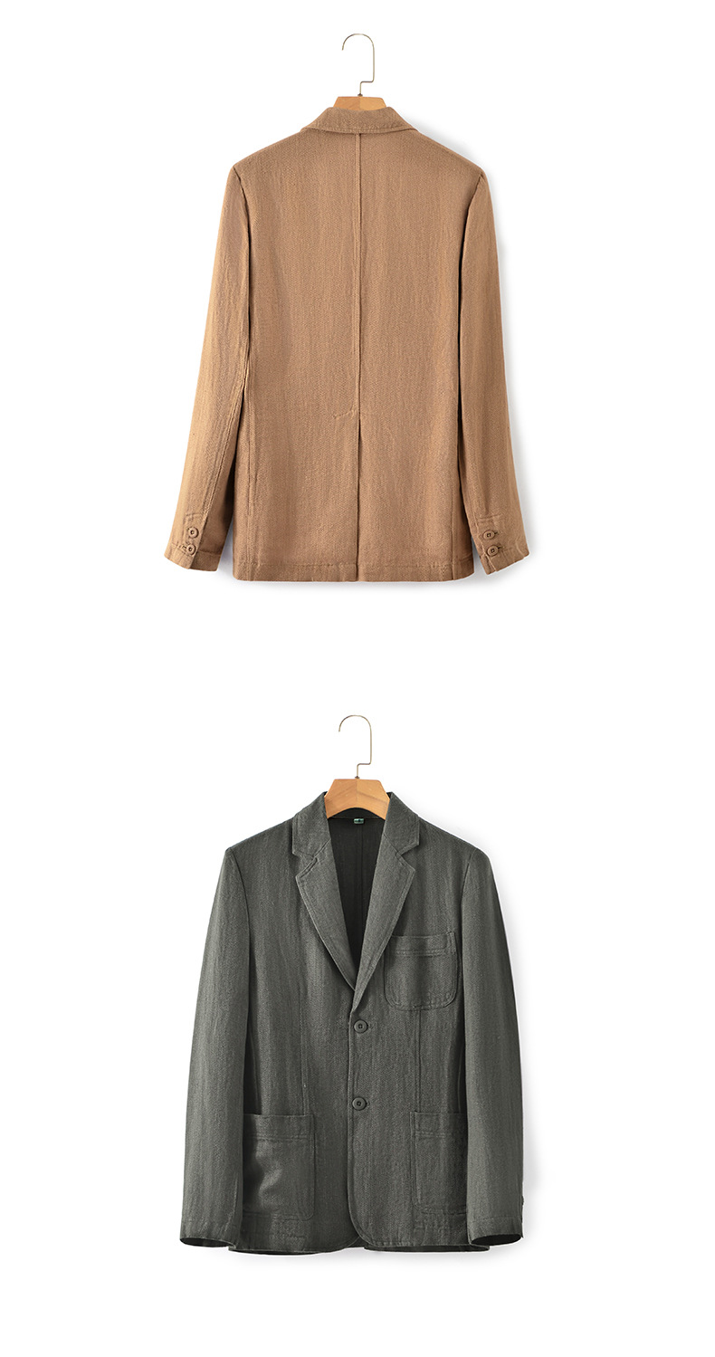 Mens Linen Blazer Loose Fit Breathable Multi-Pocket