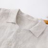 Mens Linen Shirt Loose Fit Button Down Long Sleeve Breathable