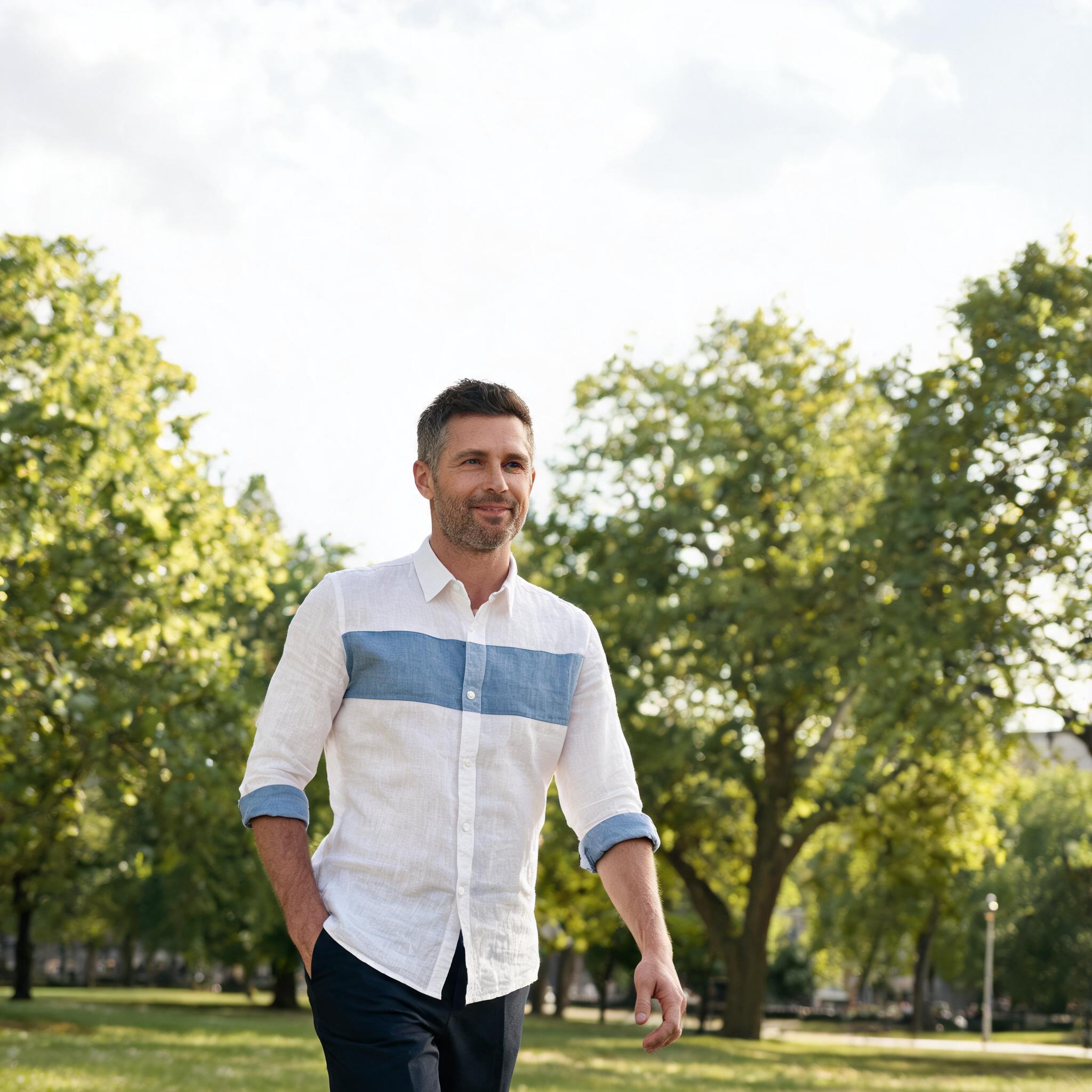 The "Chelsea" Relic Sand-Washed Colour-Block Shirt | 100% French Linen - Image 8